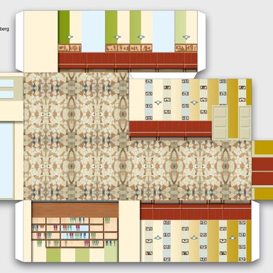 Café Bierhimmel: Bastelbogen für Modell des Cafés zum Ausschneiden (Einladungskarte zur Wiedereröffnung)