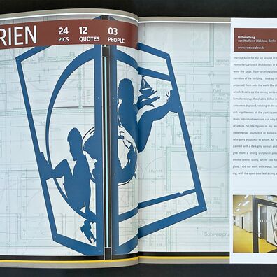 Abbildung des Artikels über das Projekt "Hilfestellung" in der Archittektuzeitschrift AIT Heft 11/2016; aufgeschlagene Doppelseite 46/47 mit Entwurf, Text und Foto des ausgeführten Projektes.